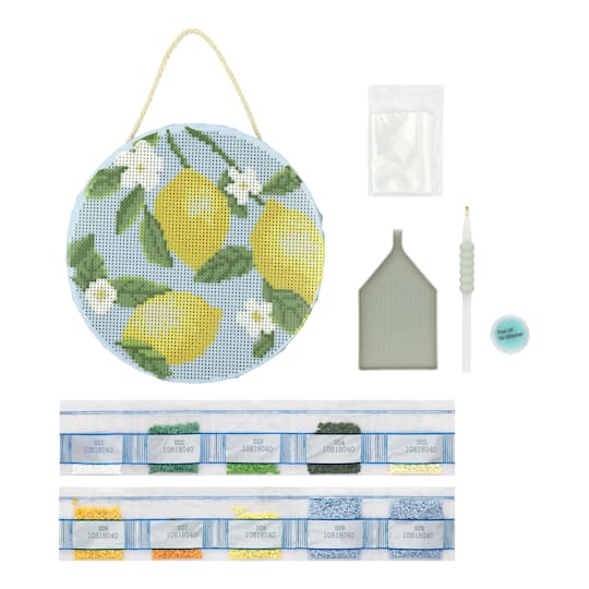 8" Yellow Lemons Round Stretched Canvas Diamond Art Kit by Make Market®
